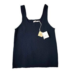 Faherty Womens XL Rue Sweater Tank Top Navy Blue Ribbed NWT Pullover Square Neck